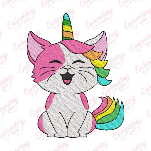 Funny Caticorn Cat Unicorn Embroidery Design