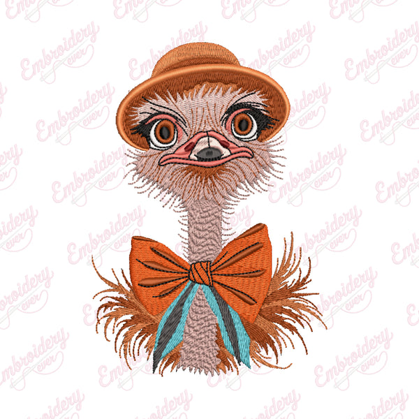Funny Ostrich Bird Embroidery Design