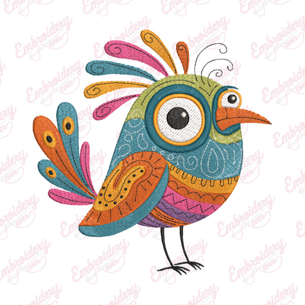 Vibrant Bird Embroidery Design