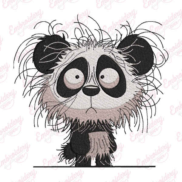 Crazy Panda Embroidery Design