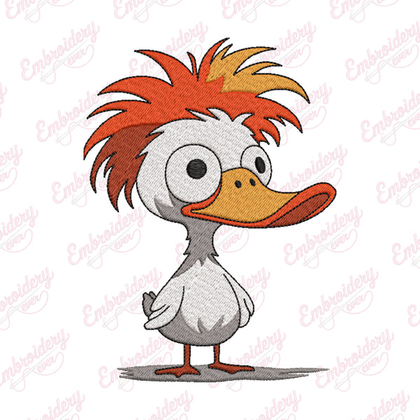 Cartoon Duck With Big Eyes Embroidery Design