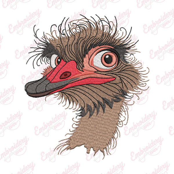 Funny Ostrich Bird Head Embroidery Design