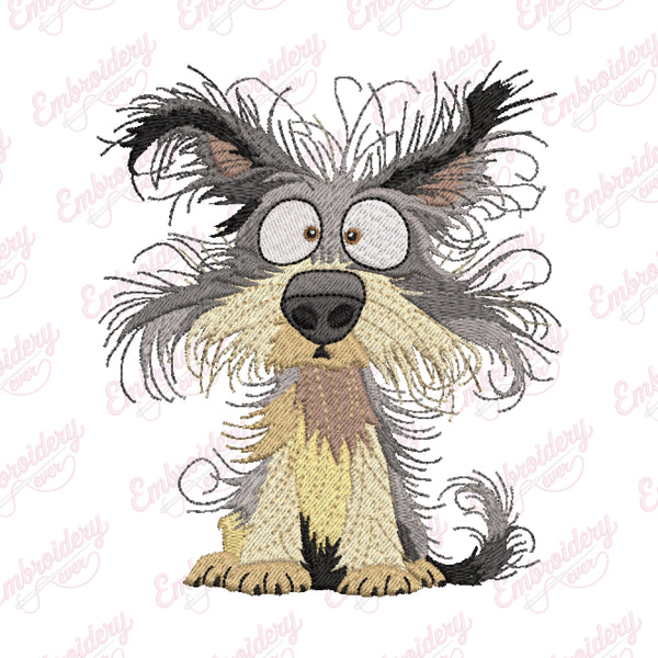 Crazy Dog Clipart Embroidery Design