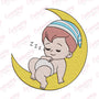 Sleeping Baby On Moon Embroidery Design For Kids