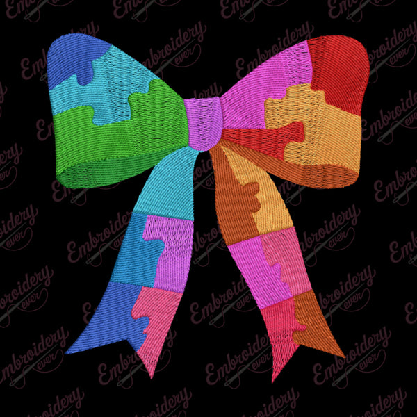 Autism Coquette Bow Embroidery Design