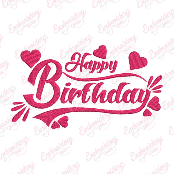 Happy Birthday Embroidery Design