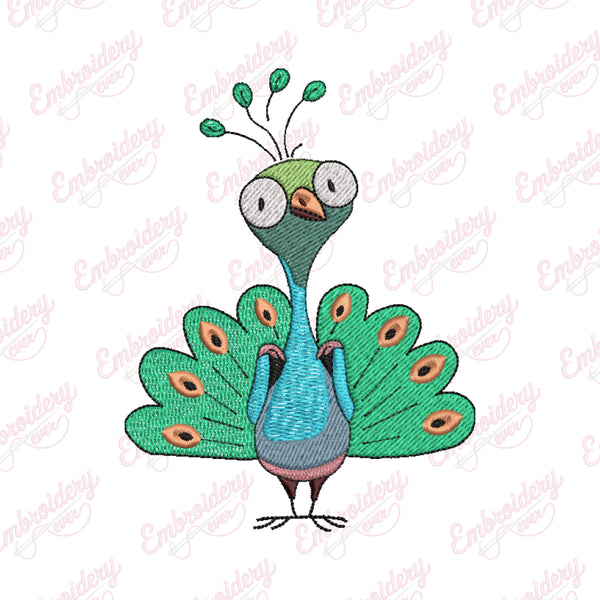 Cute Peacock Bird Embroidery Design