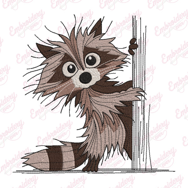 Peeking Raccoon Embroidery Design
