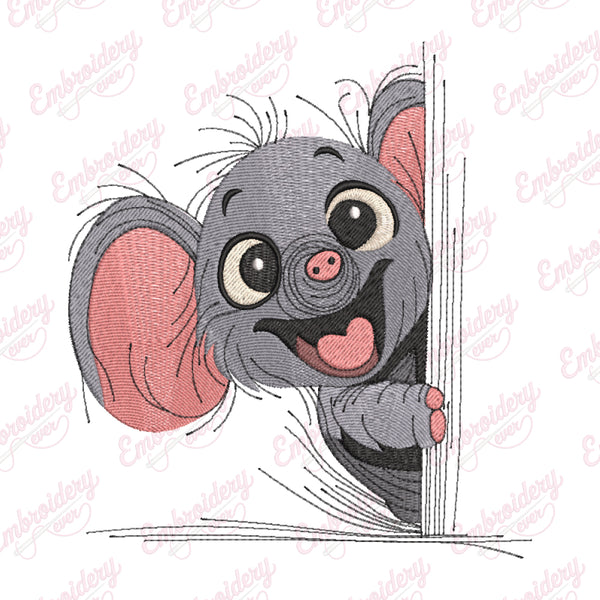 Peeking Elephant Embroidery Design