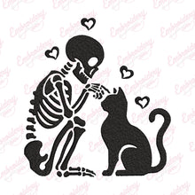 Skeleton With Cat Embroidery Design