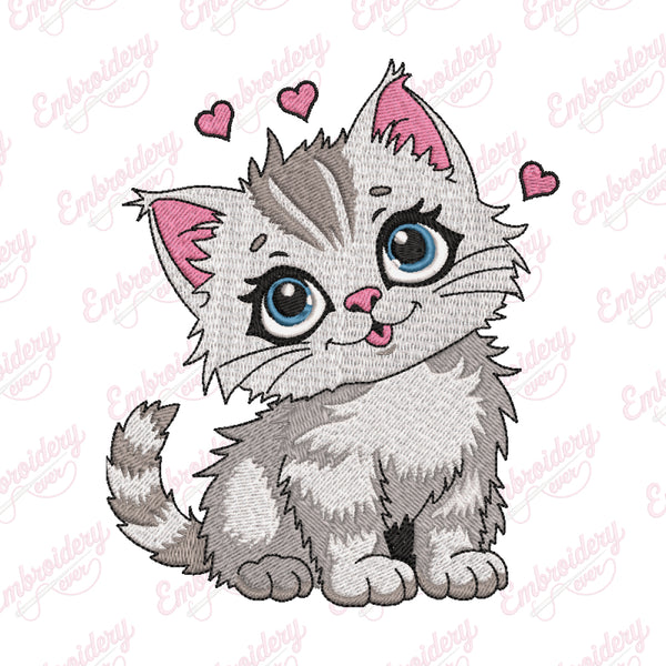 Cartoon Pussy Cat Embroidery Design