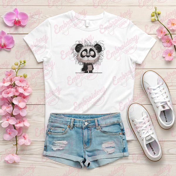 Crazy Panda Embroidery Design