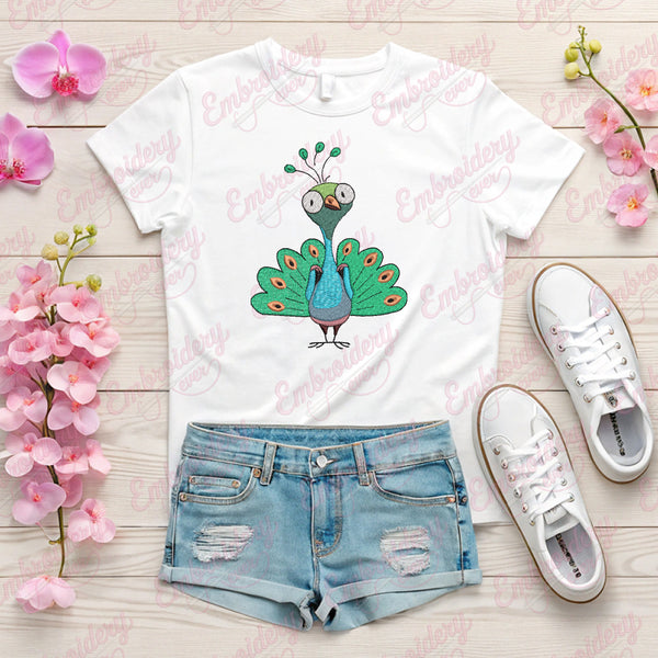 Cute Peacock Bird Embroidery Design