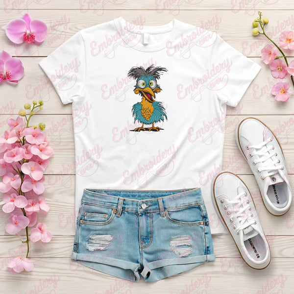 Funny Crazy Bird Embroidery Design