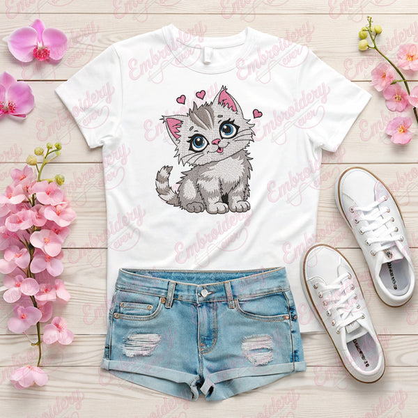Cartoon Pussy Cat Embroidery Design