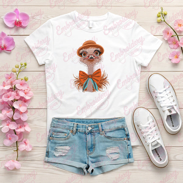 Funny Ostrich Bird Embroidery Design