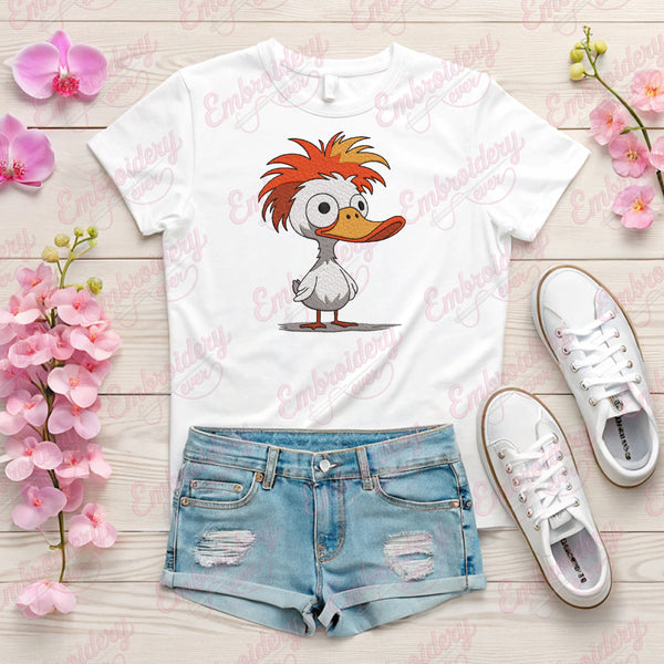 Cartoon Duck With Big Eyes Embroidery Design