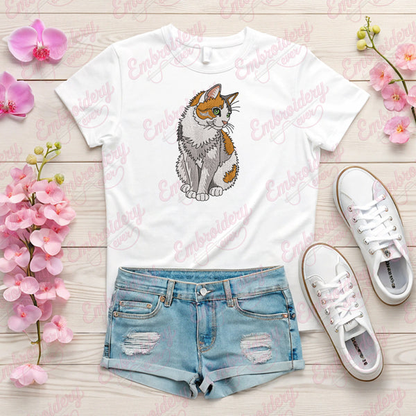 Cute Cat Machine Embroidery Design