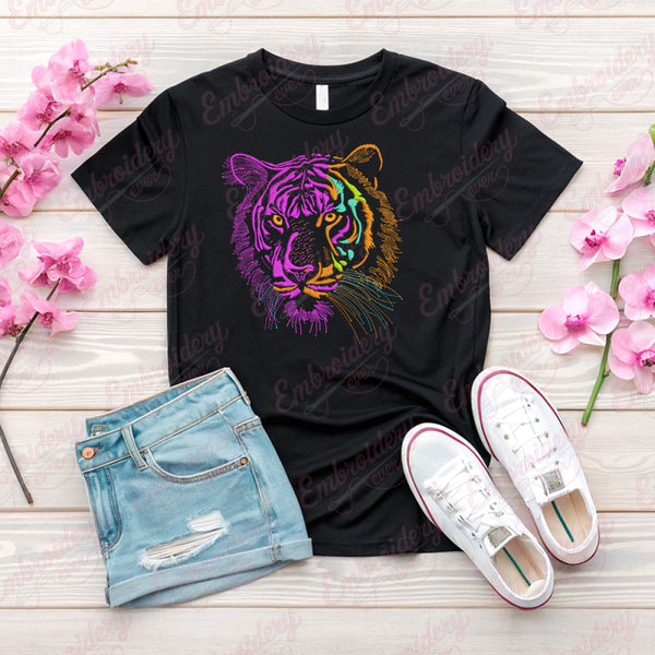 Colorful Tiger Head Design for Embroidery Machines
