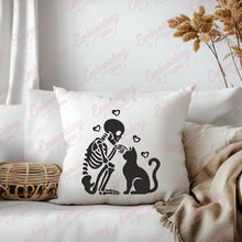 Skeleton With Cat Embroidery Design