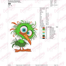 Funny Crazy Bird Embroidery Design