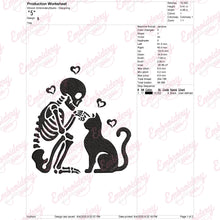 Skeleton With Cat Embroidery Design
