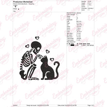 Skeleton With Cat Embroidery Design