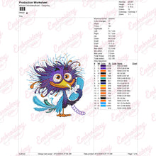 Colorful Crazy Bird Holding a Telephone Receiver Embroidery Design