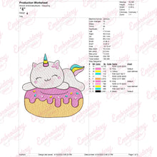 Caticorn With Donut Funny Cat Unicorn Embroidery Design