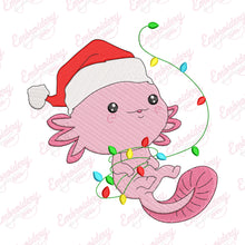 Axolotl Christmas Lights Embroidery Design