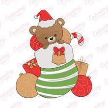 Christmas Bear In Stocking Embroidery Design