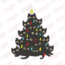 Black Cat Christmas Tree Embroidery Design