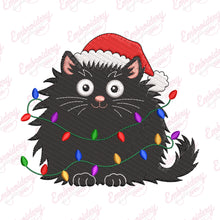Cute Black Cat Christmas Embroidery Design