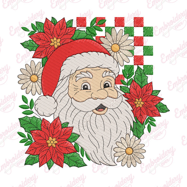 Checkered Christmas Santa Embroidery Design