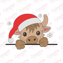 Christmas Highland Cow Embroidery Design