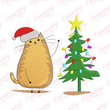 Christmas Cat And Tree Embroidery Design