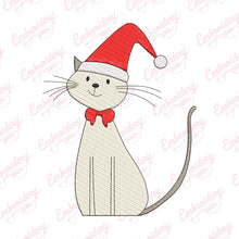 Cute Christmas Kitten Santa Hat Embroidery Design