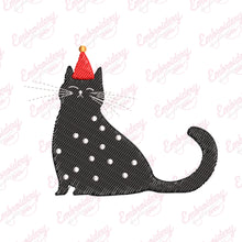 Black Cat In The Christmas Hat Embroidery Design