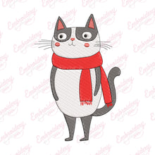 Cat With Christmas Scarf Embroidery File
