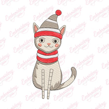 Christmas Hat Wearing Kitty Embroidery Design