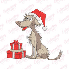 Christmas Dog With Gift Box Embroidery Design