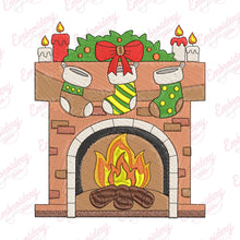 Christmas Fireplace Embroidery Design