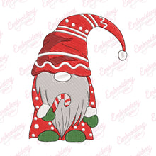 Christmas Candy Cane Gnome Embroidery Design