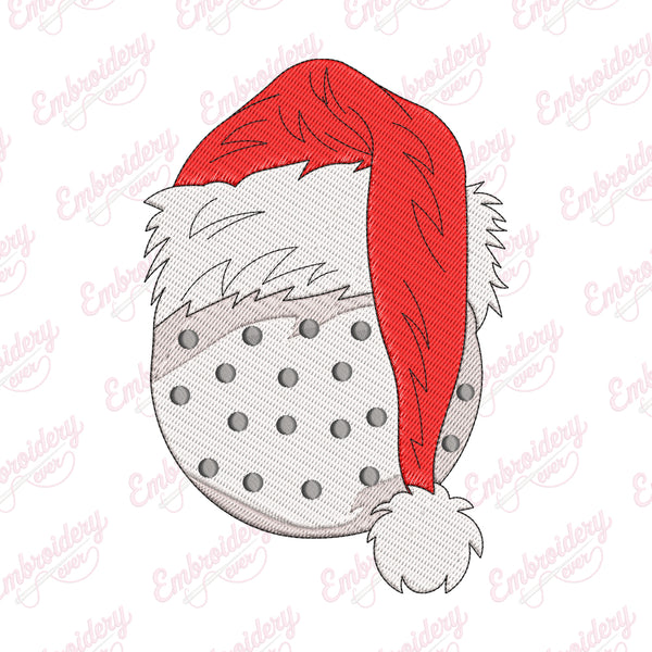 Christmas Golf Ball With Santa Hat Embroidery Design