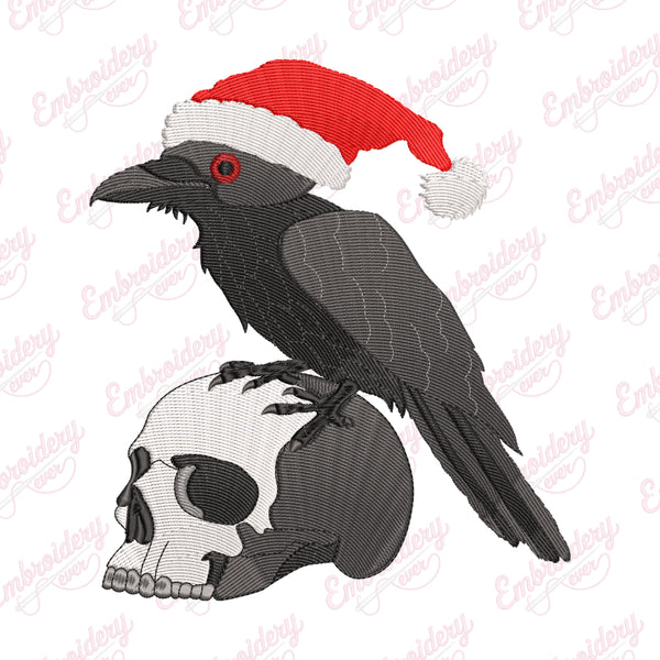 Christmas Raven Santa Embroidery Design