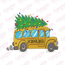 Christmas Tree On School Bus Embroidery Design