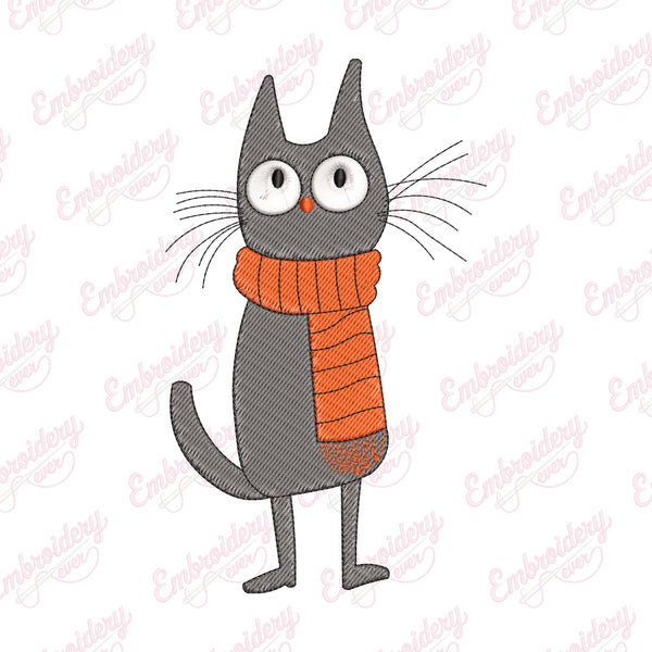 Cozy Christmas Cat Embroidery Design