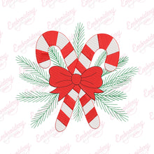 Candy Cane And Bow Embroidery Design