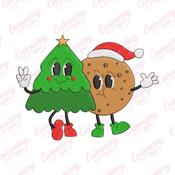 Christmas Tree And Cookie Embroidery Design