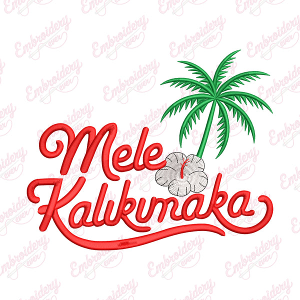 Mele Kalikimaka Sign Christmas Embroidery Design